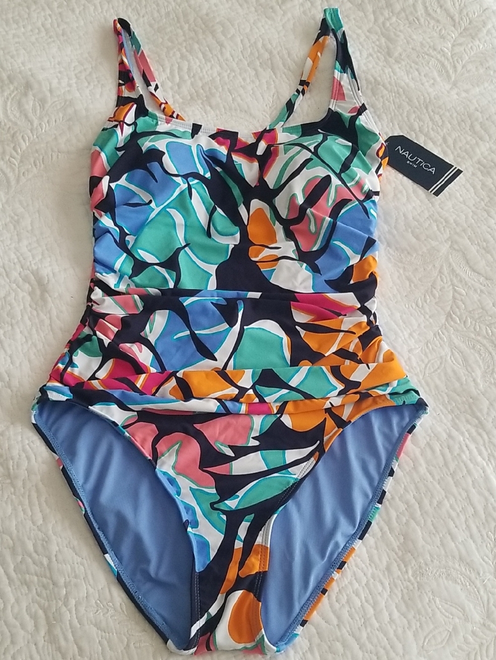 NEW! 🏊‍♀️Nautica Аqua Multi Abstract Print One-Piece Swimsuit